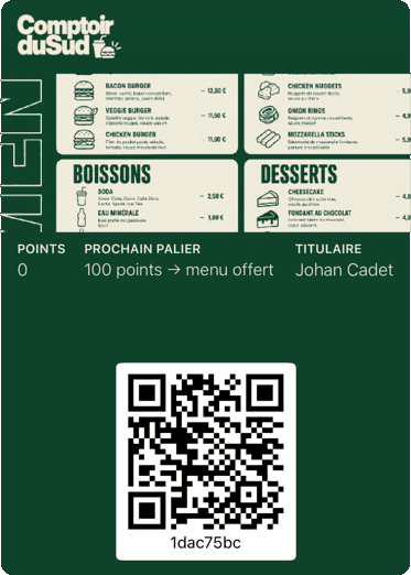 Carte digitale — restaurant Comptoir du Sud